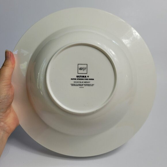 Mikasa Blue Medley Ultima Plus Serving Bowl 10 Inch White Blue Flowers HK 243 - Picture 8 of 8